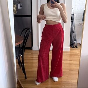 Mango Red Printed Wide-Leg Trousers